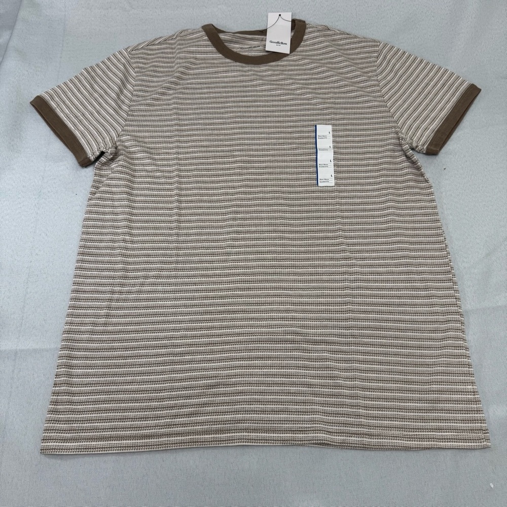 Men's Goodfellow - Striped Tee in Beige and Brown - new- standard fit